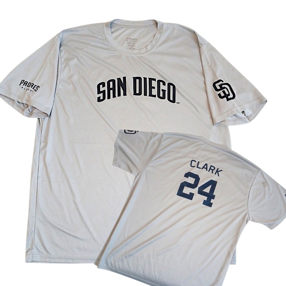 Rare VNT 80s JERALD CLARK #24 San Diego Padres Jersey Men 2XL Gray Short Sleeve